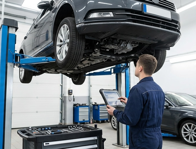 Team von Kfz-Mechatronikern in der Werkstatt