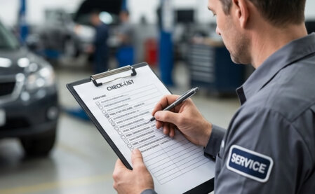 Mechaniker in moderner Autowerkstatt in Nienburg